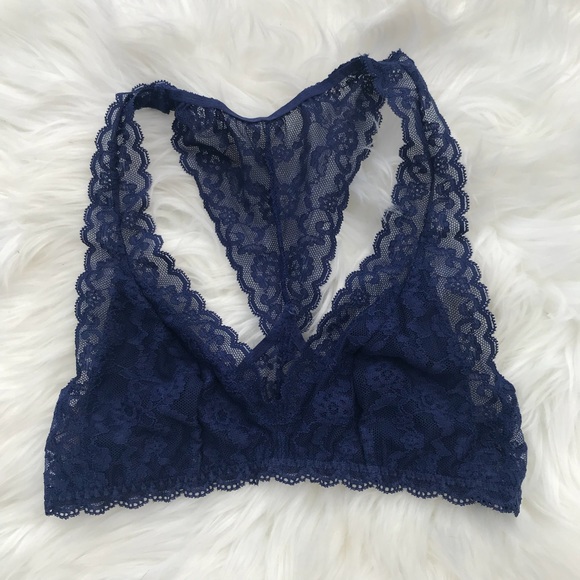 Victoria's Secret Other - VS Navy Lace Bra Bralette Blue semi sheer New S